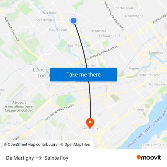 De Martigny to Sainte Foy map