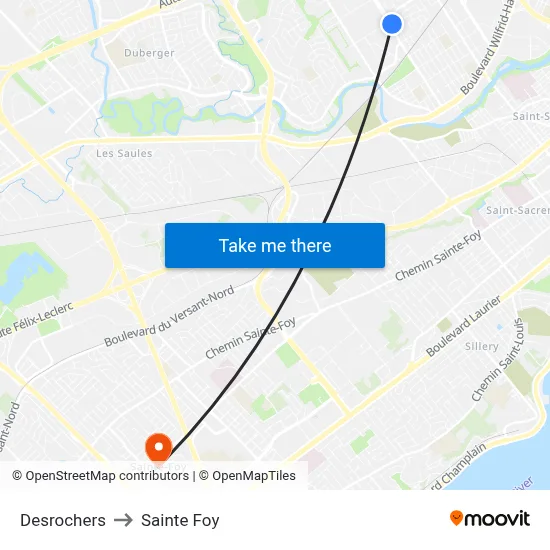 Desrochers to Sainte Foy map