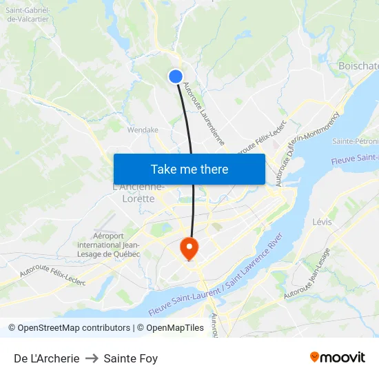 De L'Archerie to Sainte Foy map
