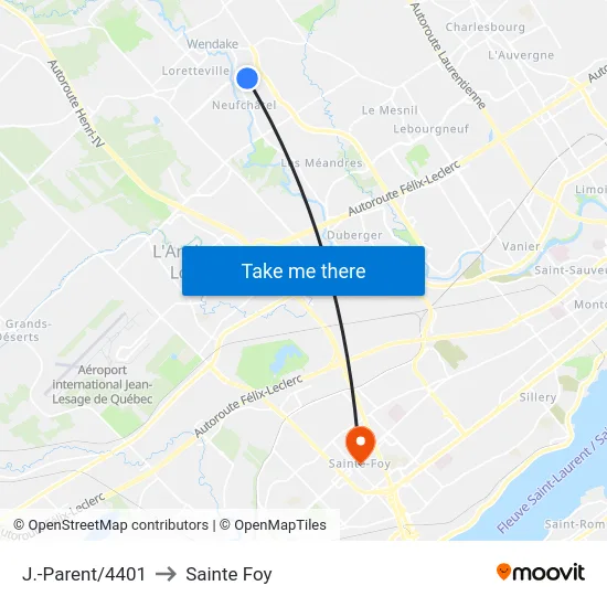 J.-Parent/4401 to Sainte Foy map
