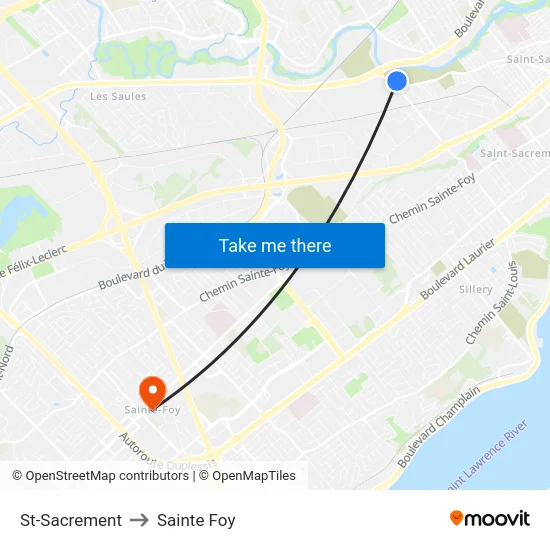 St-Sacrement to Sainte Foy map