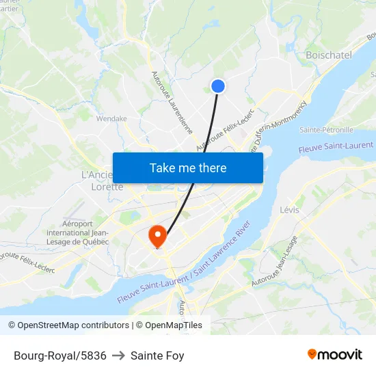 Bourg-Royal/5836 to Sainte Foy map