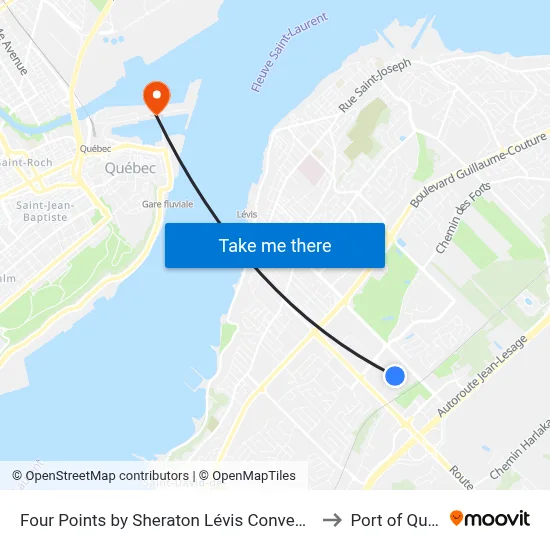Four Points by Sheraton Lévis Convention Centre to Port of Quebec map