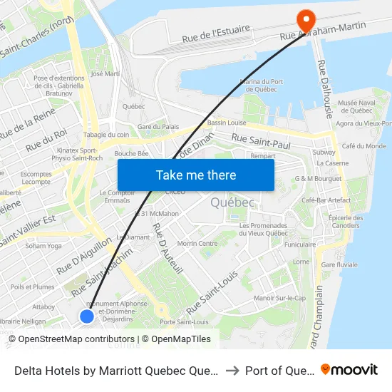 Delta Hotels by Marriott Quebec Quebec City to Port of Quebec map