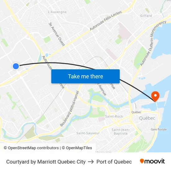 Courtyard by Marriott Quebec City to Port of Quebec map