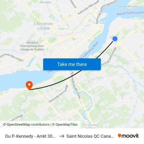 Du P.-Kennedy - Arrêt 3060 to Saint Nicolas QC Canada map