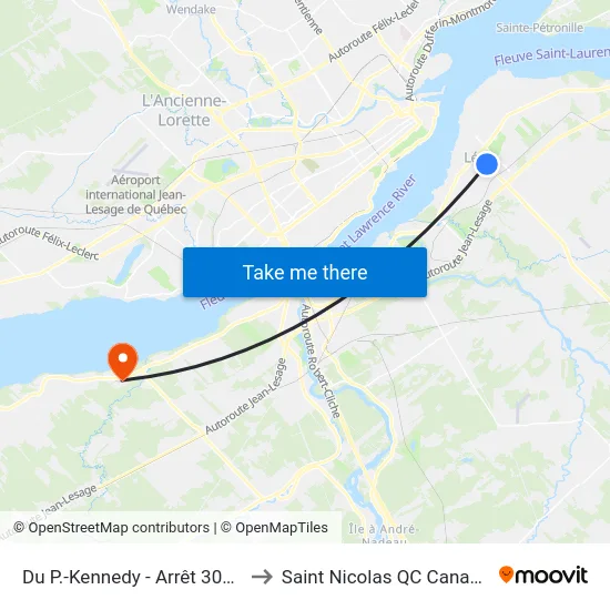 Du P.-Kennedy - Arrêt 3061 to Saint Nicolas QC Canada map