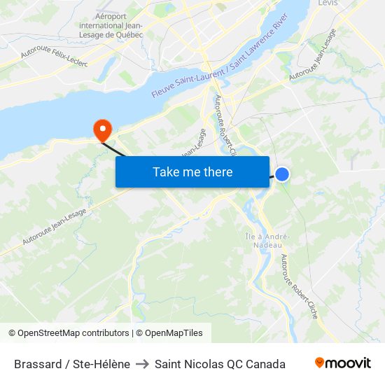 Brassard / Ste-Hélène to Saint Nicolas QC Canada map