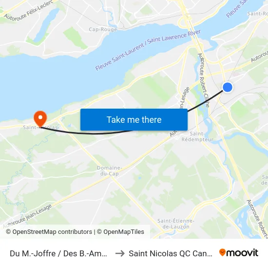 Du M.-Joffre / Des B.-Amours to Saint Nicolas QC Canada map