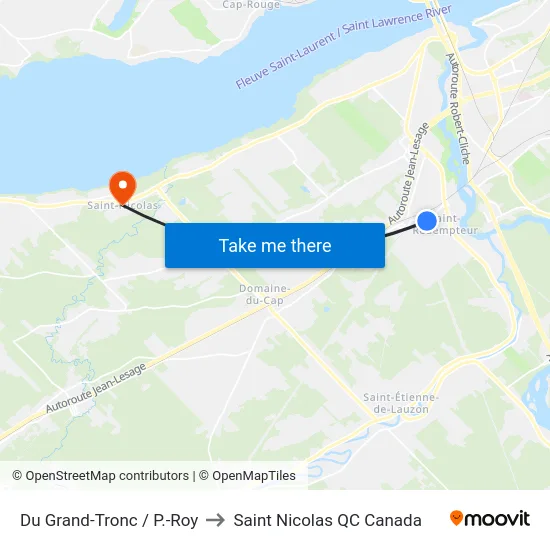 Du Grand-Tronc / P.-Roy to Saint Nicolas QC Canada map