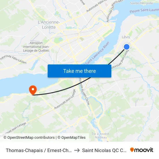 Thomas-Chapais / Ernest-Chouinard to Saint Nicolas QC Canada map