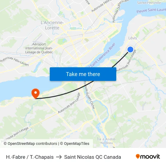 H.-Fabre / T.-Chapais to Saint Nicolas QC Canada map