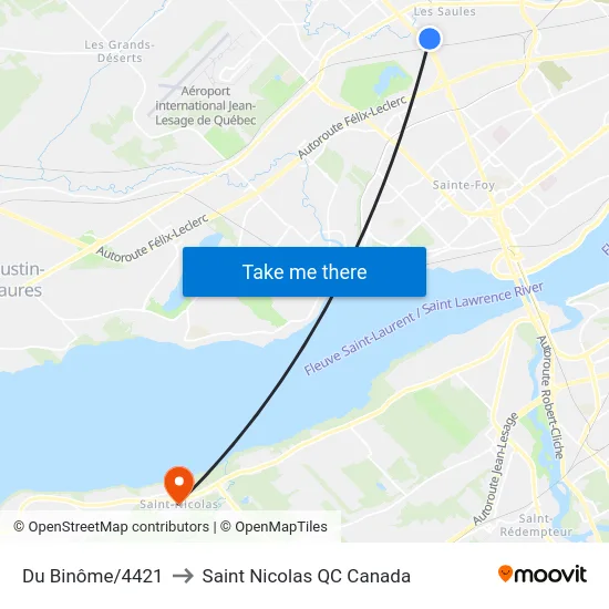 Du Binôme/4421 to Saint Nicolas QC Canada map