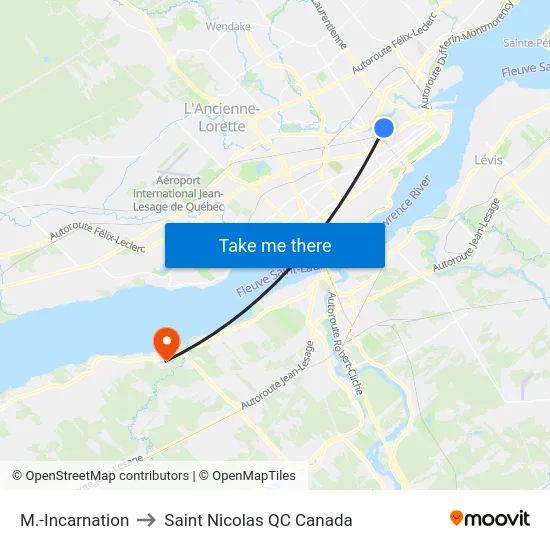 M.-Incarnation to Saint Nicolas QC Canada map