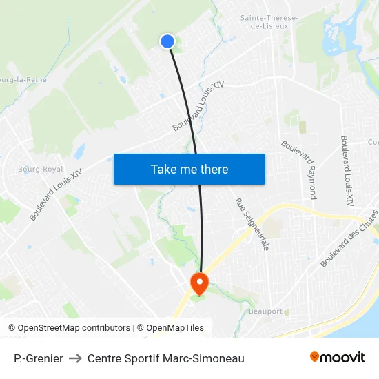 P.-Grenier to Centre Sportif Marc-Simoneau map