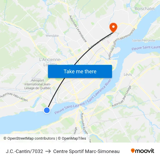 J.C.-Cantin/7032 to Centre Sportif Marc-Simoneau map