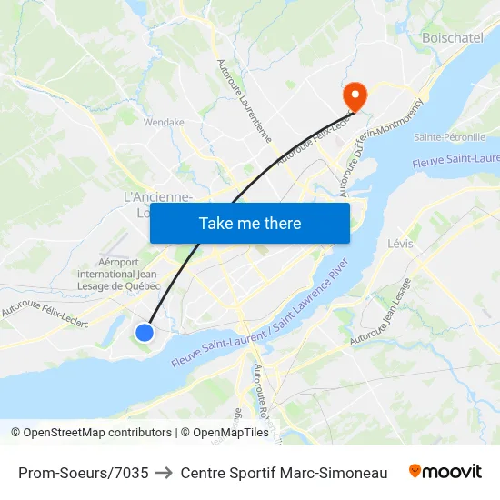 Prom-Soeurs/7035 to Centre Sportif Marc-Simoneau map
