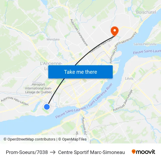 Prom-Soeurs/7038 to Centre Sportif Marc-Simoneau map