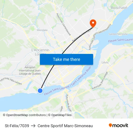 St-Félix/7039 to Centre Sportif Marc-Simoneau map