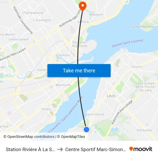 Station Rivière À La Scie to Centre Sportif Marc-Simoneau map