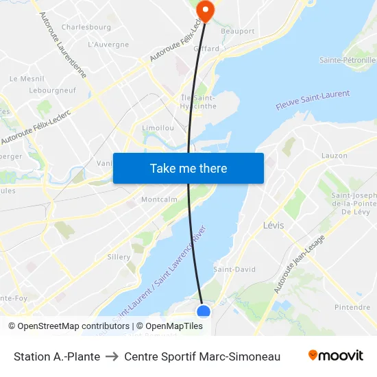 Station A.-Plante to Centre Sportif Marc-Simoneau map