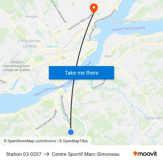 Station 03-0207 to Centre Sportif Marc-Simoneau map