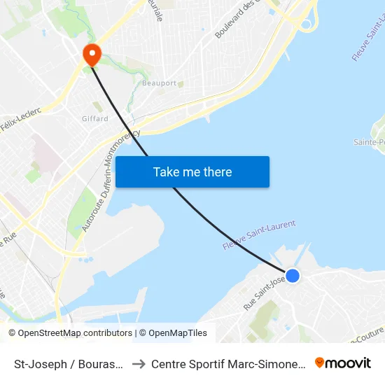 St-Joseph / Bourassa to Centre Sportif Marc-Simoneau map