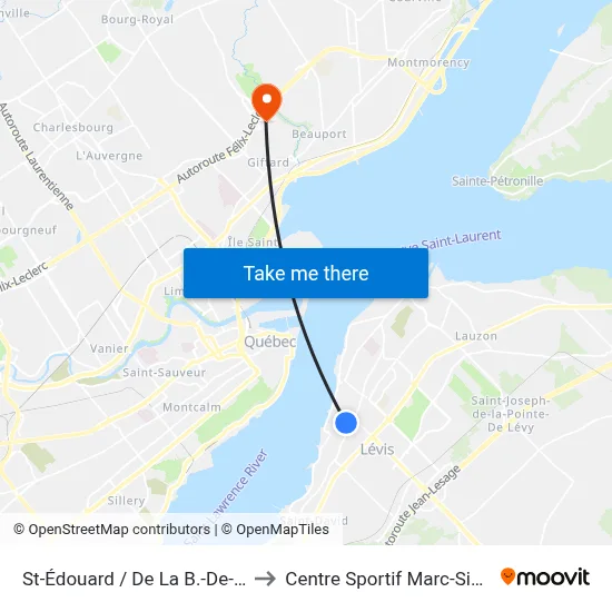 St-Édouard / De La B.-De-Carillon to Centre Sportif Marc-Simoneau map