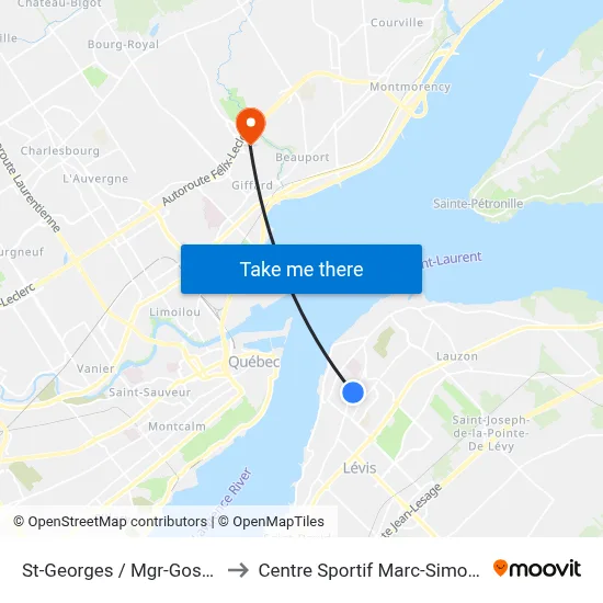 St-Georges / Mgr-Gosselin to Centre Sportif Marc-Simoneau map