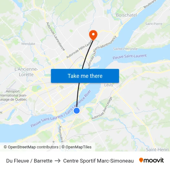 Du Fleuve / Barrette to Centre Sportif Marc-Simoneau map