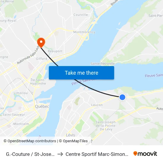 G.-Couture / St-Joseph to Centre Sportif Marc-Simoneau map