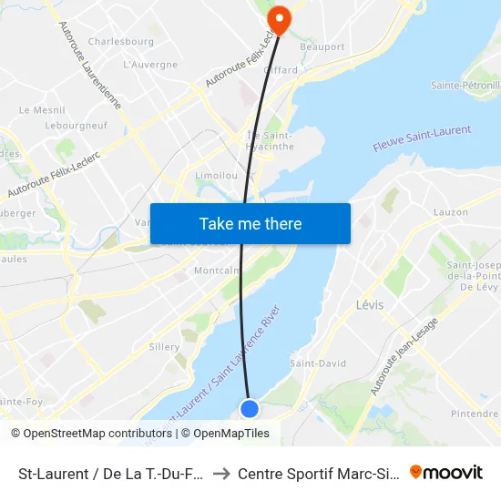 St-Laurent / De La T.-Du-Fleuve Est to Centre Sportif Marc-Simoneau map