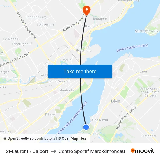 St-Laurent / Jalbert to Centre Sportif Marc-Simoneau map
