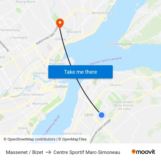Massenet / Bizet to Centre Sportif Marc-Simoneau map