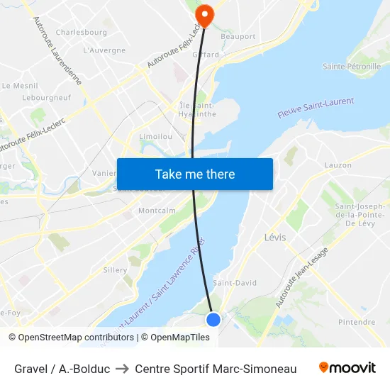 Gravel / A.-Bolduc to Centre Sportif Marc-Simoneau map