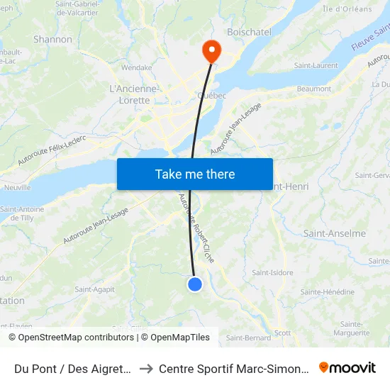 Du Pont / Des Aigrettes to Centre Sportif Marc-Simoneau map