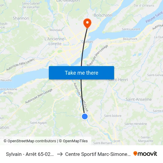 Sylvain - Arrêt 65-0200 to Centre Sportif Marc-Simoneau map