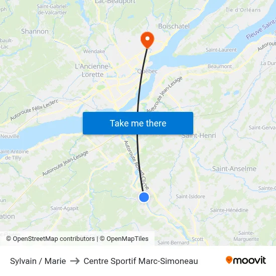 Sylvain / Marie to Centre Sportif Marc-Simoneau map