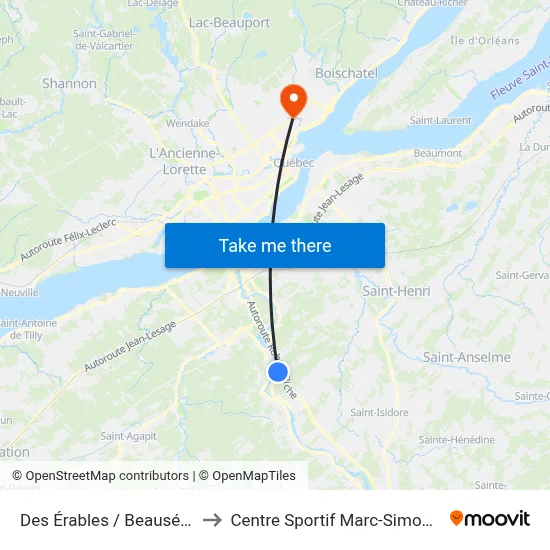 Des Érables / Beauséjour to Centre Sportif Marc-Simoneau map