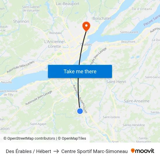 Des Érables / Hébert to Centre Sportif Marc-Simoneau map