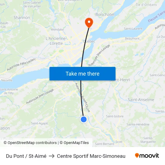 Du Pont / St-Aimé to Centre Sportif Marc-Simoneau map