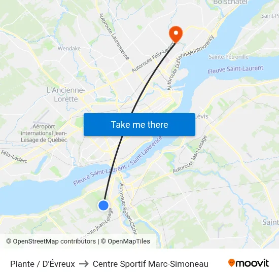 Plante / D'Évreux to Centre Sportif Marc-Simoneau map