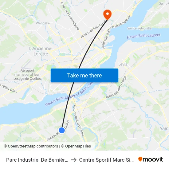 Parc Industriel De Bernières-Nord to Centre Sportif Marc-Simoneau map