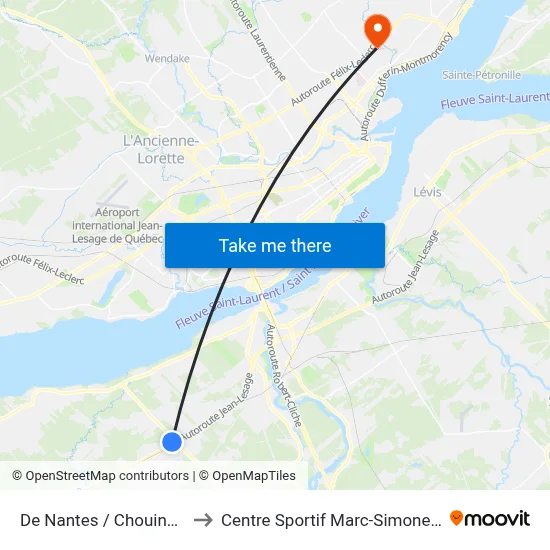 De Nantes / Chouinard to Centre Sportif Marc-Simoneau map
