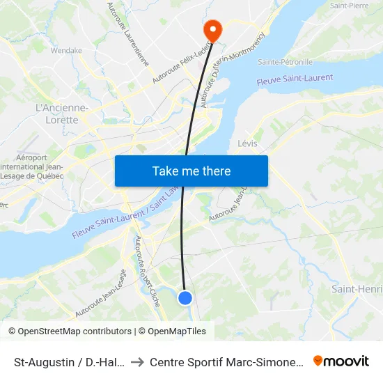 St-Augustin / D.-Hallé to Centre Sportif Marc-Simoneau map