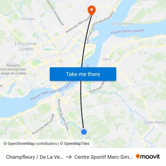 Champfleury / De La Verveine to Centre Sportif Marc-Simoneau map