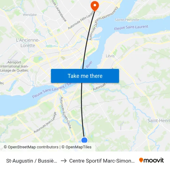 St-Augustin / Bussières to Centre Sportif Marc-Simoneau map