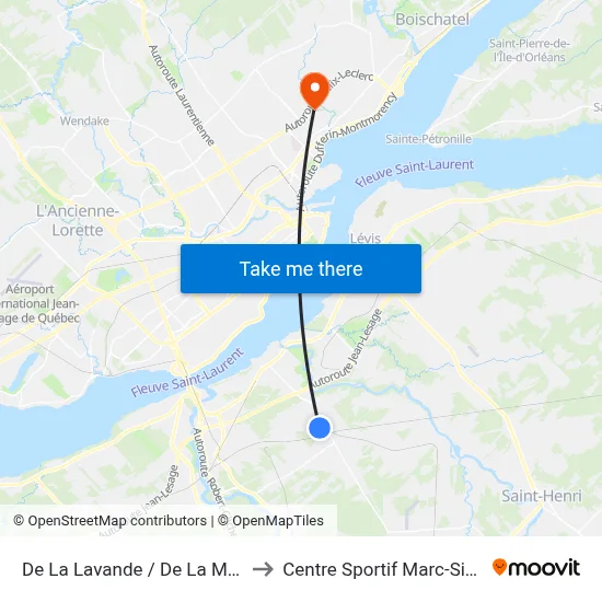 De La Lavande / De La Marjolaine to Centre Sportif Marc-Simoneau map