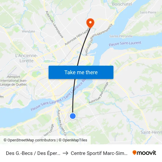 Des G.-Becs / Des Éperviers to Centre Sportif Marc-Simoneau map