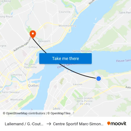 Lallemand / G.-Couture to Centre Sportif Marc-Simoneau map